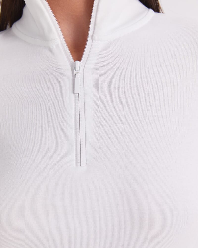 Lucy Zip Funnel Neck Top in WHITE