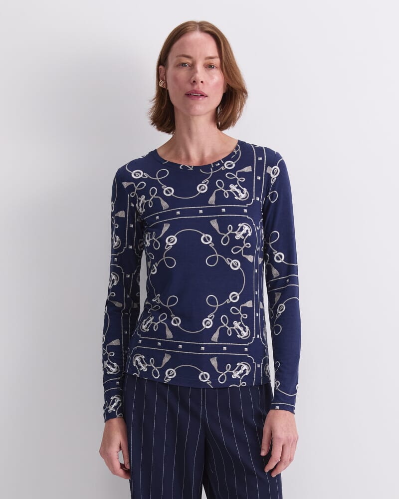 Sardinia Magic Long Sleeve Tee in NAVY/WHITE