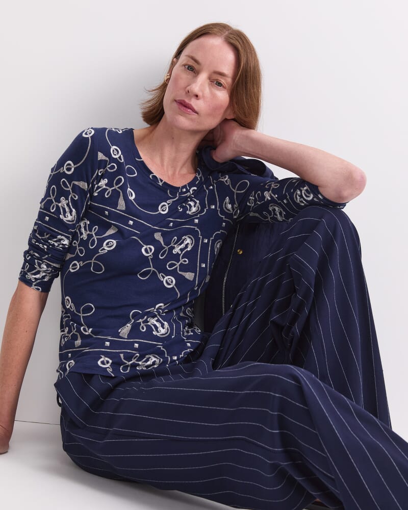 Sardinia Magic Long Sleeve Tee in NAVY/WHITE