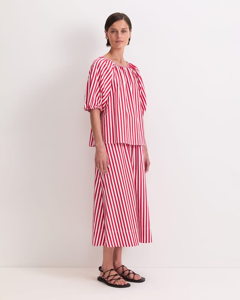 Avery Stripe Blouse in RED/WHITE
