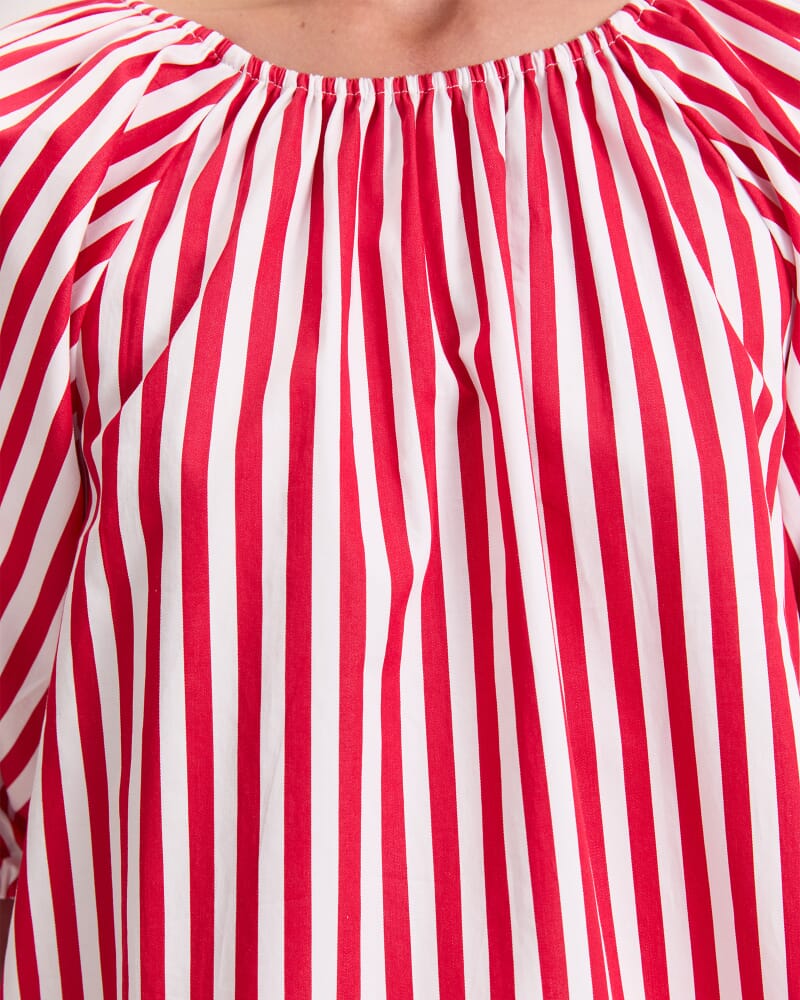 Avery Stripe Blouse in RED/WHITE
