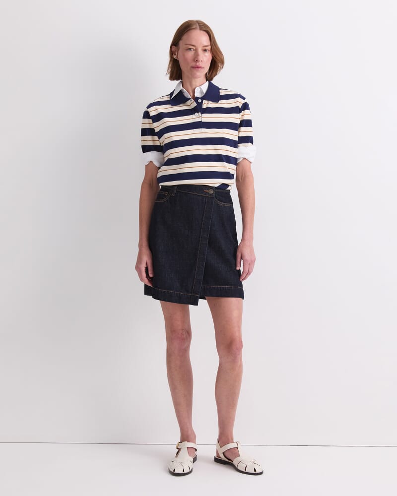 Simmi Denim Wrap Skirt in RAW INDIGO