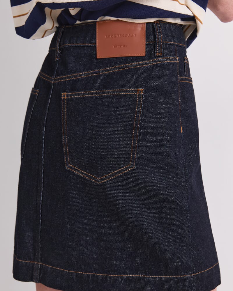 Simmi Denim Wrap Skirt in RAW INDIGO