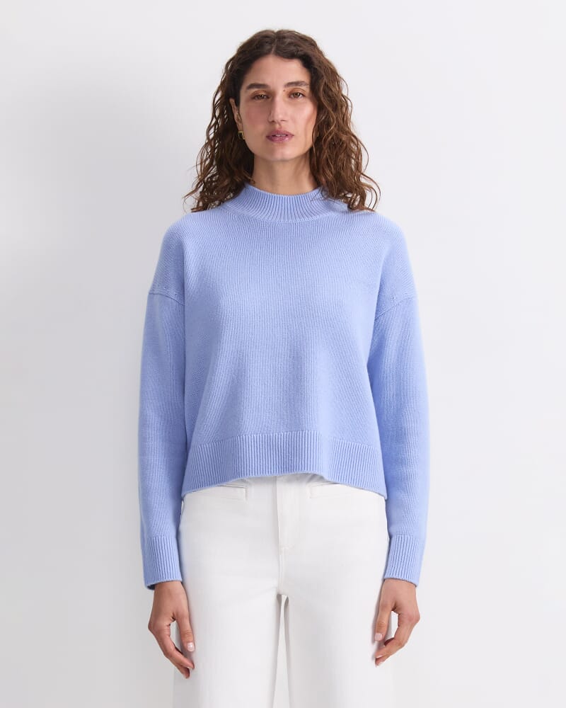 Pearl Relaxed Wool Sweater in CERULEAN