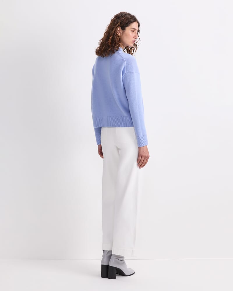 Pearl Relaxed Wool Sweater in CERULEAN