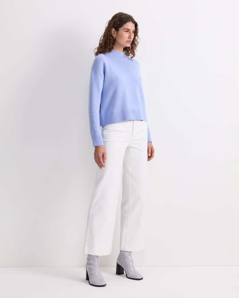 Pearl Relaxed Wool Sweater in CERULEAN