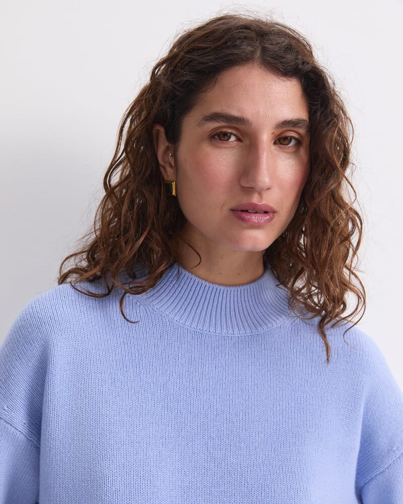Pearl Relaxed Wool Sweater in CERULEAN