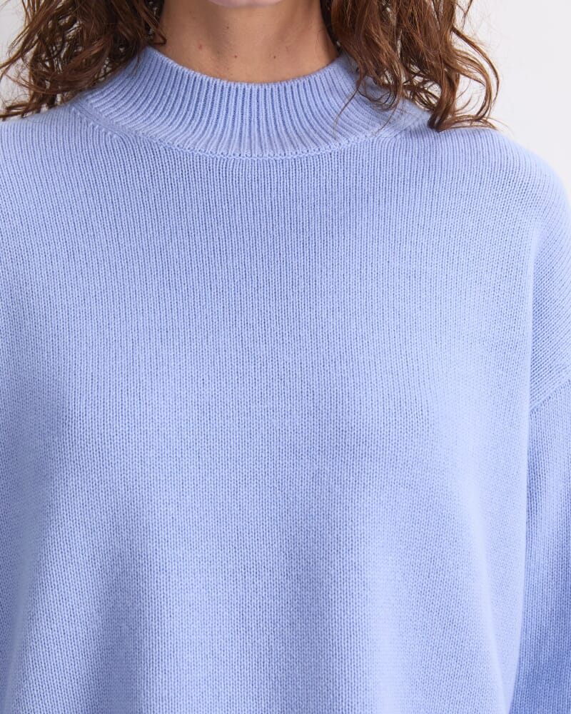 Pearl Relaxed Wool Sweater in CERULEAN
