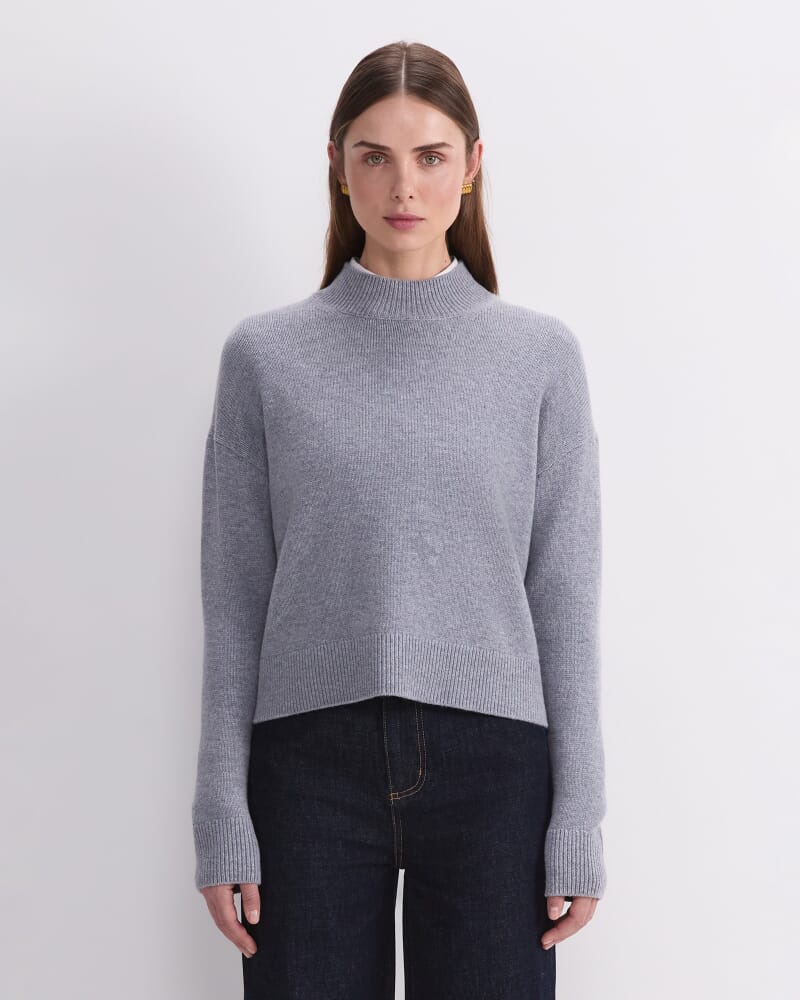 Pearl Relaxed Wool Sweater in GREY MARLE