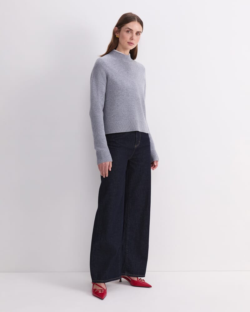 Pearl Relaxed Wool Sweater in GREY MARLE
