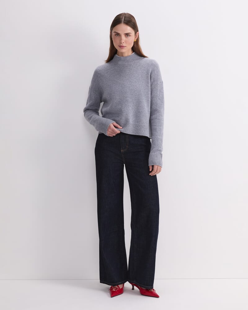 Pearl Relaxed Wool Sweater in GREY MARLE