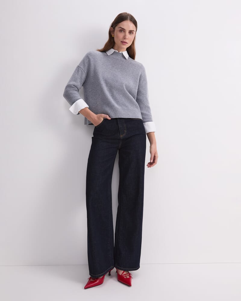 Pearl Relaxed Wool Sweater in GREY MARLE