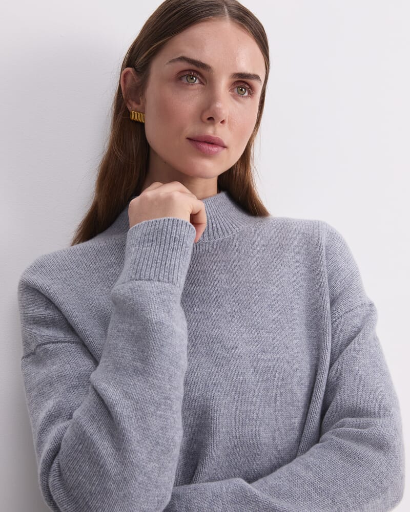Pearl Relaxed Wool Sweater in GREY MARLE