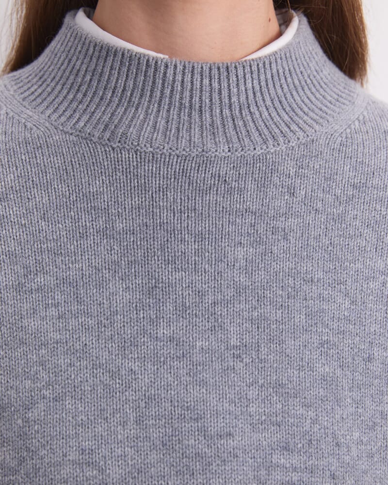 Pearl Relaxed Wool Sweater in GREY MARLE
