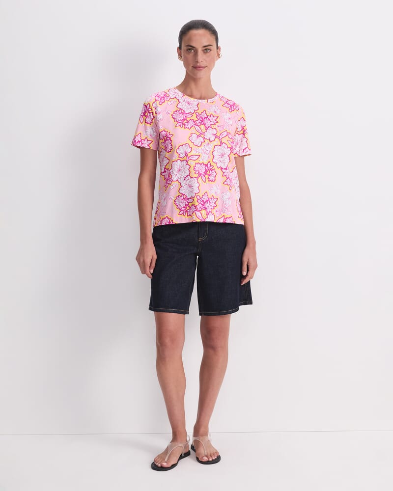 Fleur Mercerised Tee in PINK MULTI