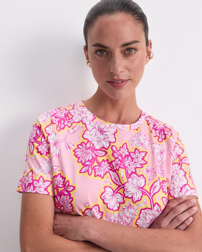 Fleur Mercerised Tee in PINK MULTI