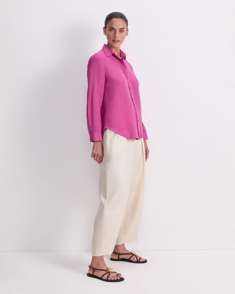 Dahlia Linen Shirt in MAGENTA