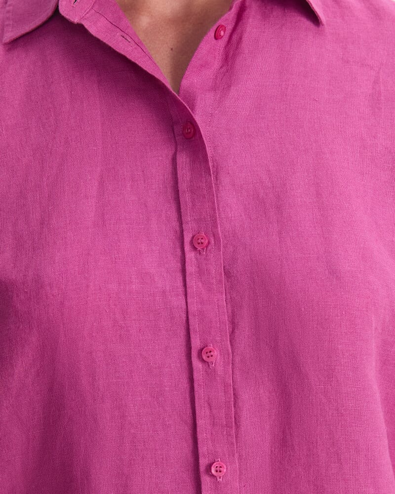 Dahlia Linen Shirt in MAGENTA
