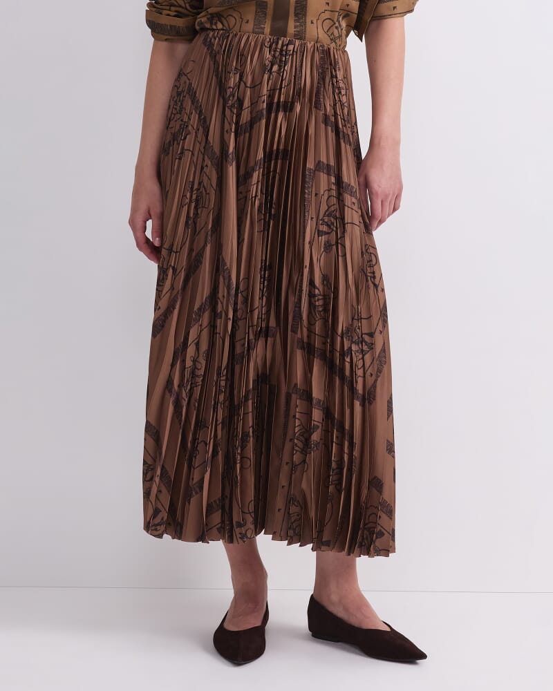 Sadie Pleated Skirt in BROWN MULTI