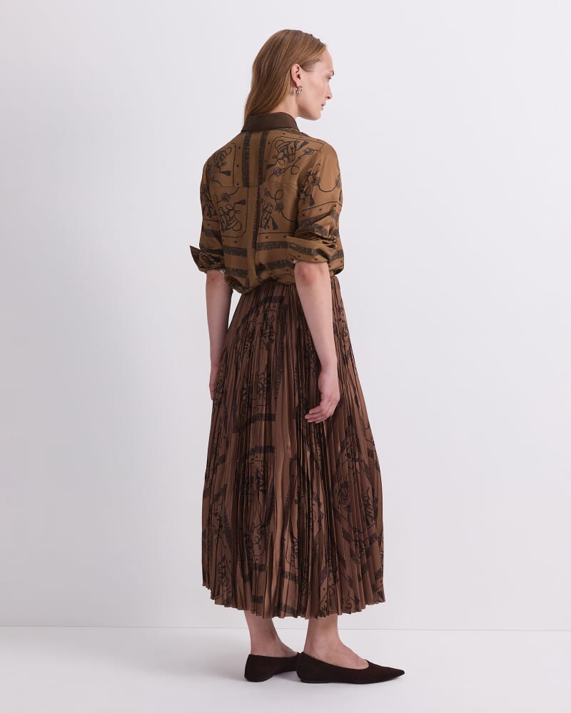 Sadie Pleated Skirt in BROWN MULTI