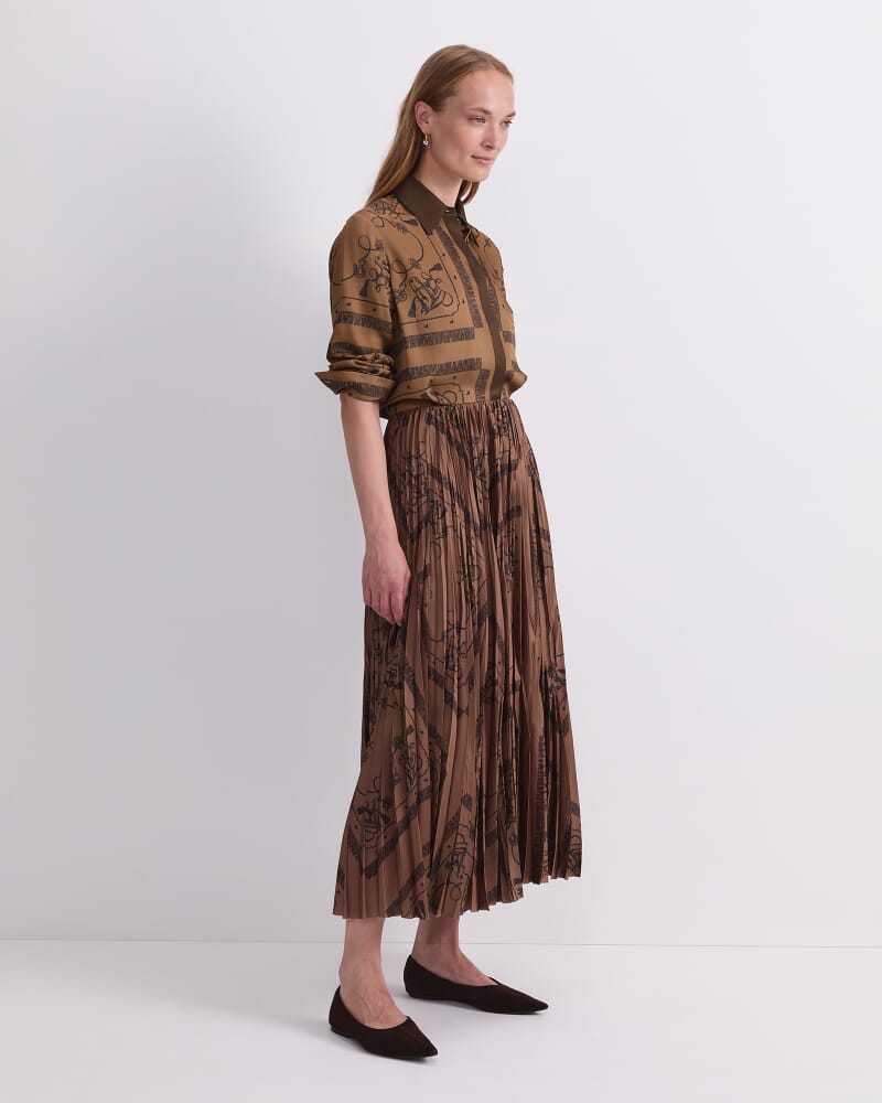 Sadie Pleated Skirt in BROWN MULTI