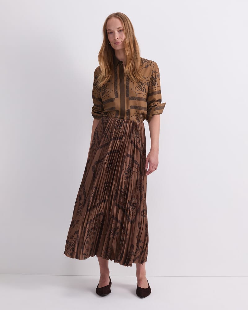 Sadie Pleated Skirt in BROWN MULTI