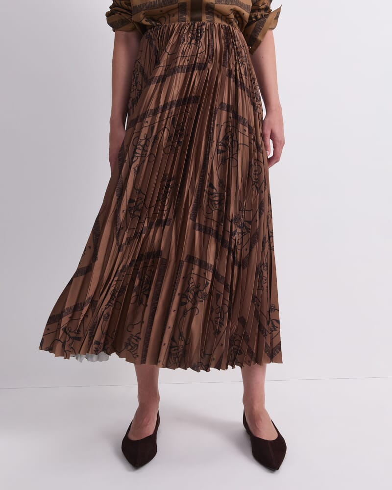 Sadie Pleated Skirt in BROWN MULTI