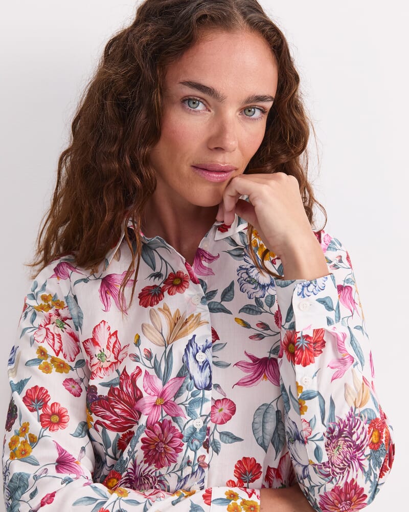 Stately Bouquet Liberty Shirt in WHITE/MULTI