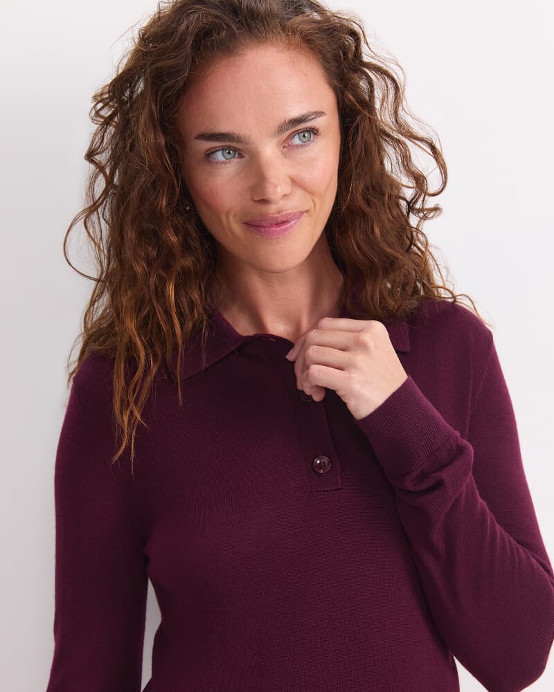 Francis Knit Polo in WINE