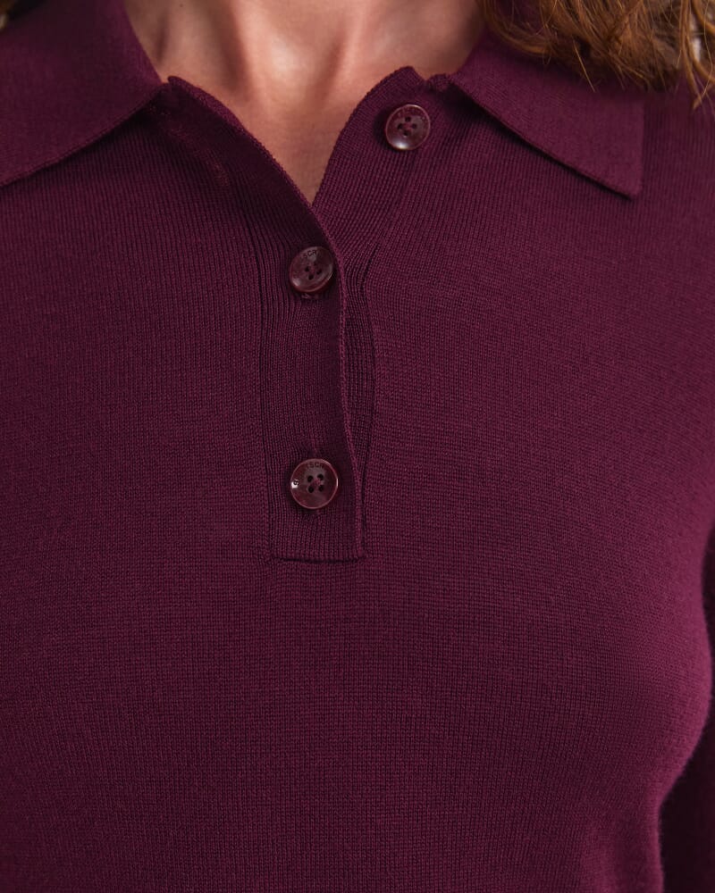 Francis Knit Polo in WINE