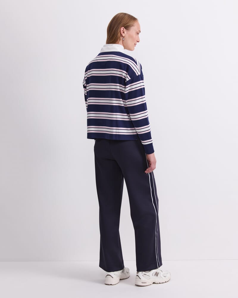 Kiaya Cropped Rugby Shirt in NAVY MULTI