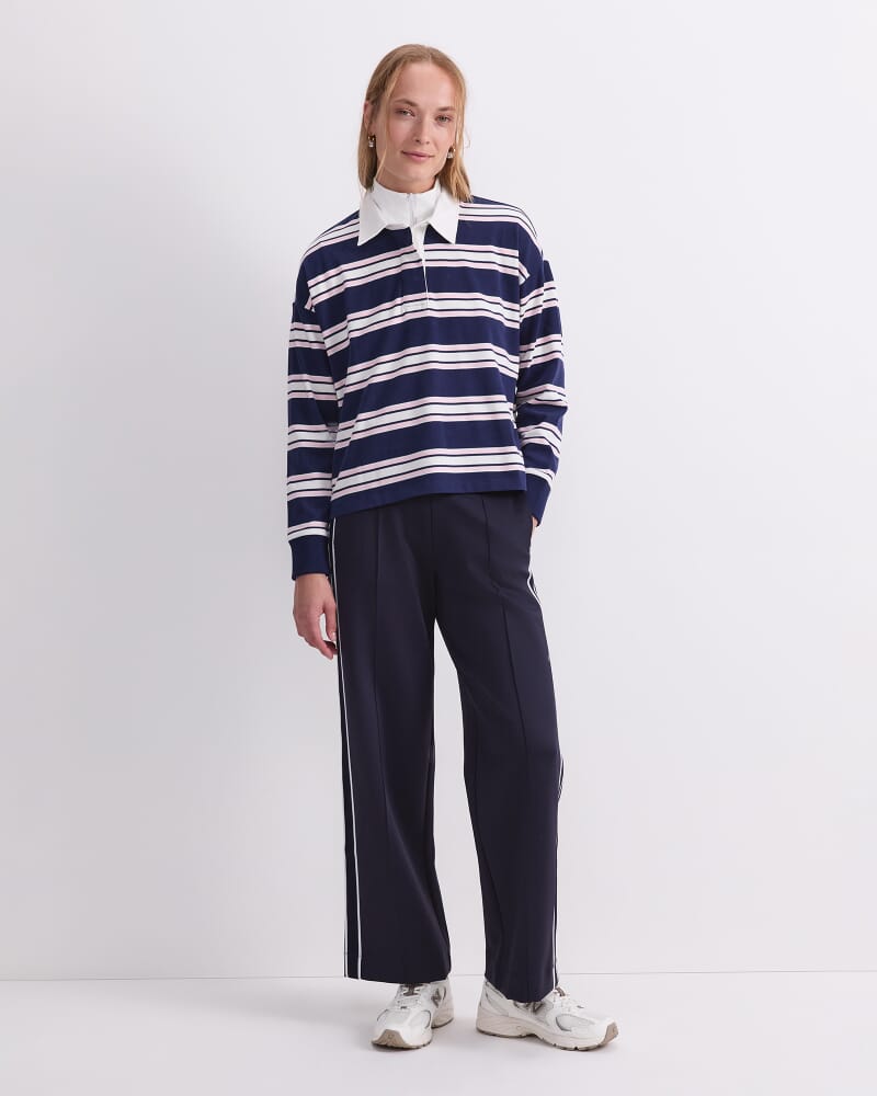 Kiaya Cropped Rugby Shirt in NAVY MULTI