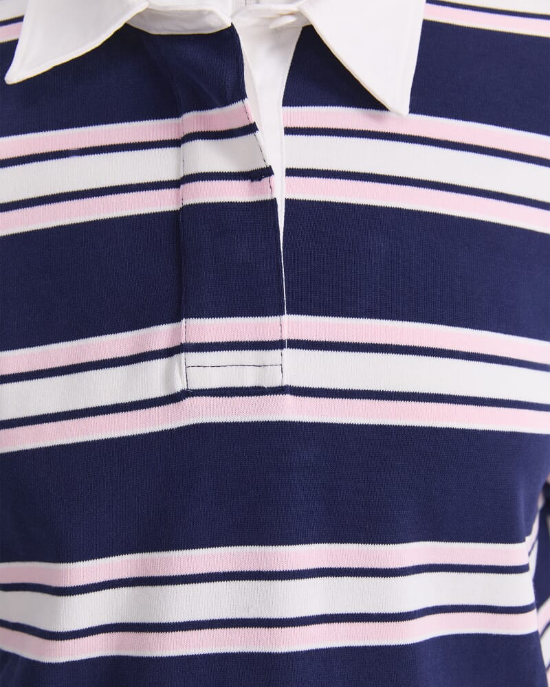 Kiaya Cropped Rugby Shirt in NAVY MULTI