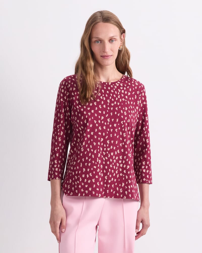 Jenny Half Sleeve Mercerised Tee in WINE