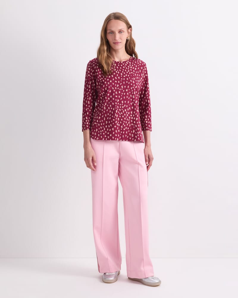 Jenny Half Sleeve Mercerised Tee in WINE