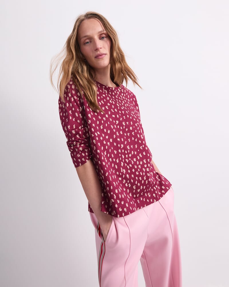 Jenny Half Sleeve Mercerised Tee in WINE