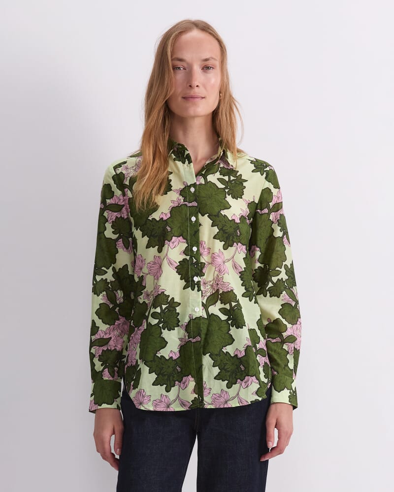 Fleur Cotton Silk Shirt in GREEN MULTI