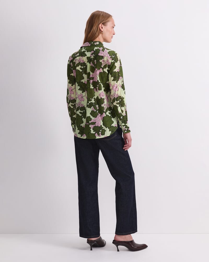 Fleur Cotton Silk Shirt in GREEN MULTI