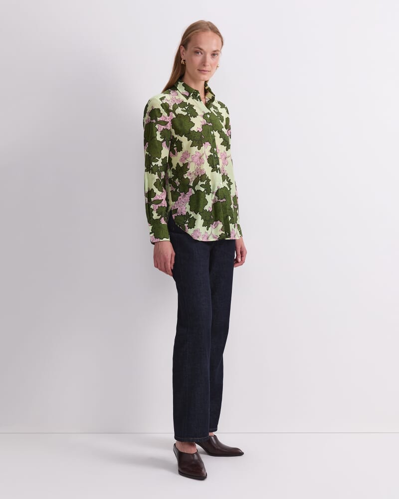 Fleur Cotton Silk Shirt in GREEN MULTI