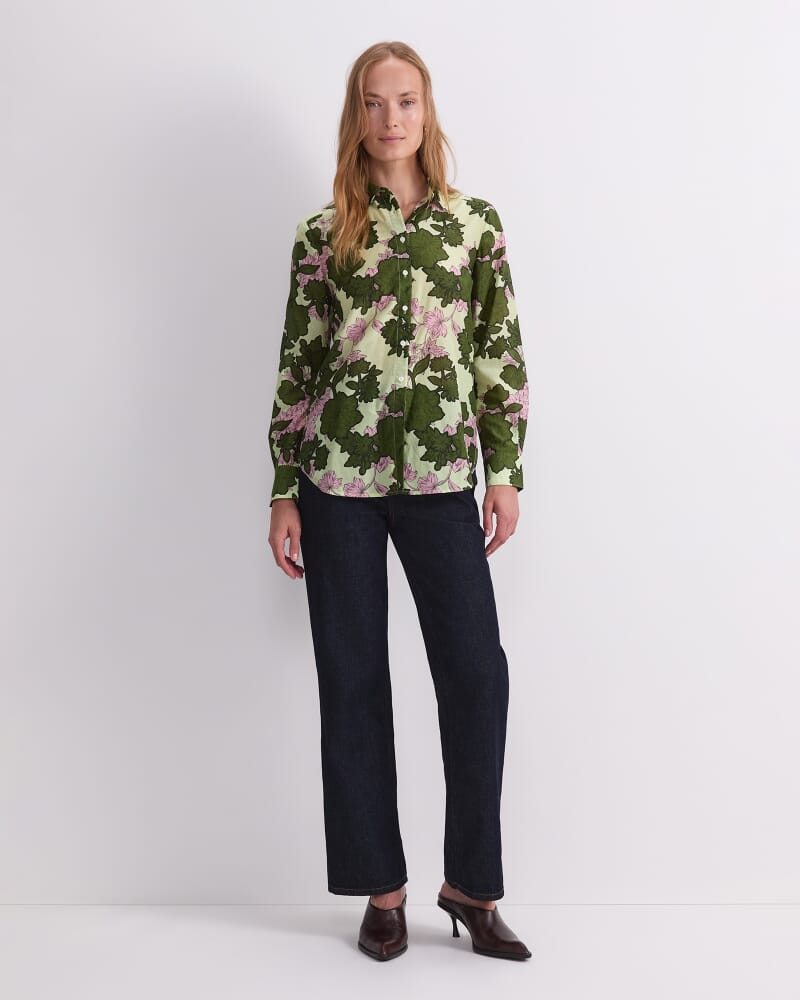 Fleur Cotton Silk Shirt in GREEN MULTI
