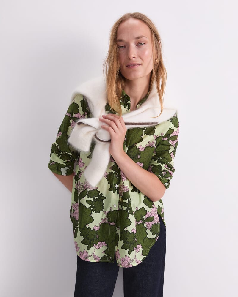 Fleur Cotton Silk Shirt in GREEN MULTI