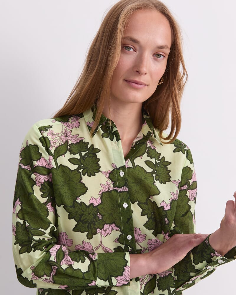 Fleur Cotton Silk Shirt in GREEN MULTI