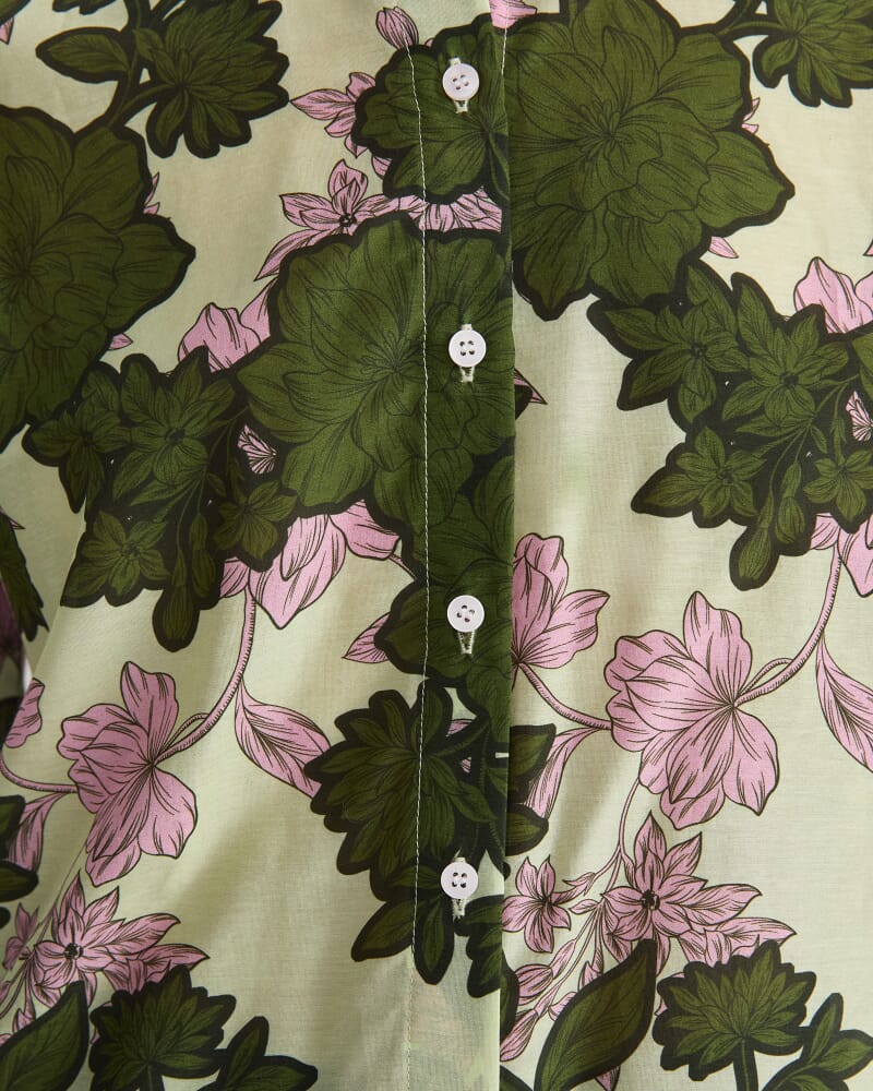 Fleur Cotton Silk Shirt in GREEN MULTI