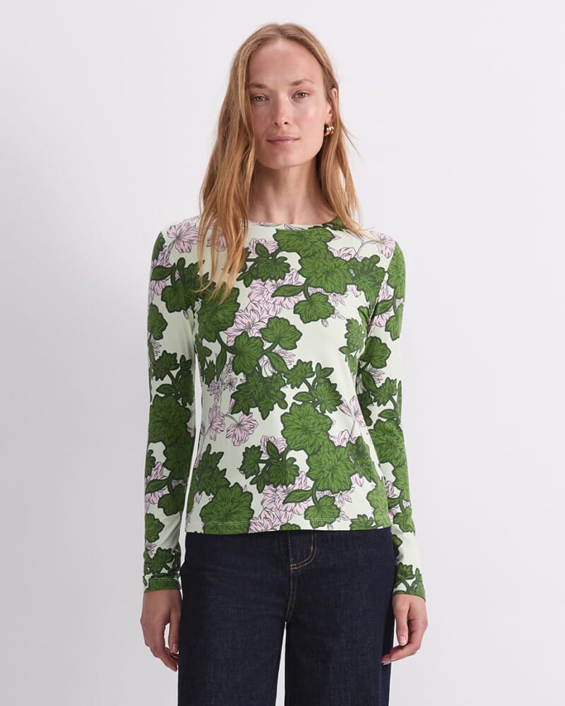 Fleur Long Sleeve Magic Tee in GREEN MULTI