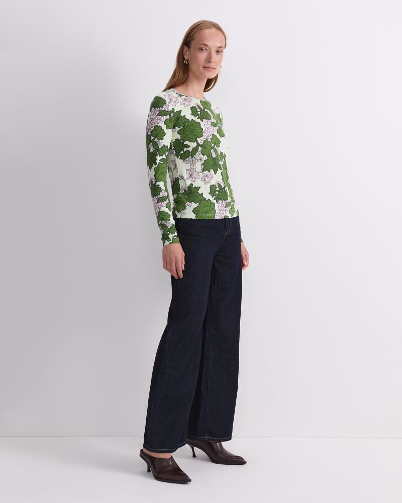 Fleur Long Sleeve Magic Tee in GREEN MULTI