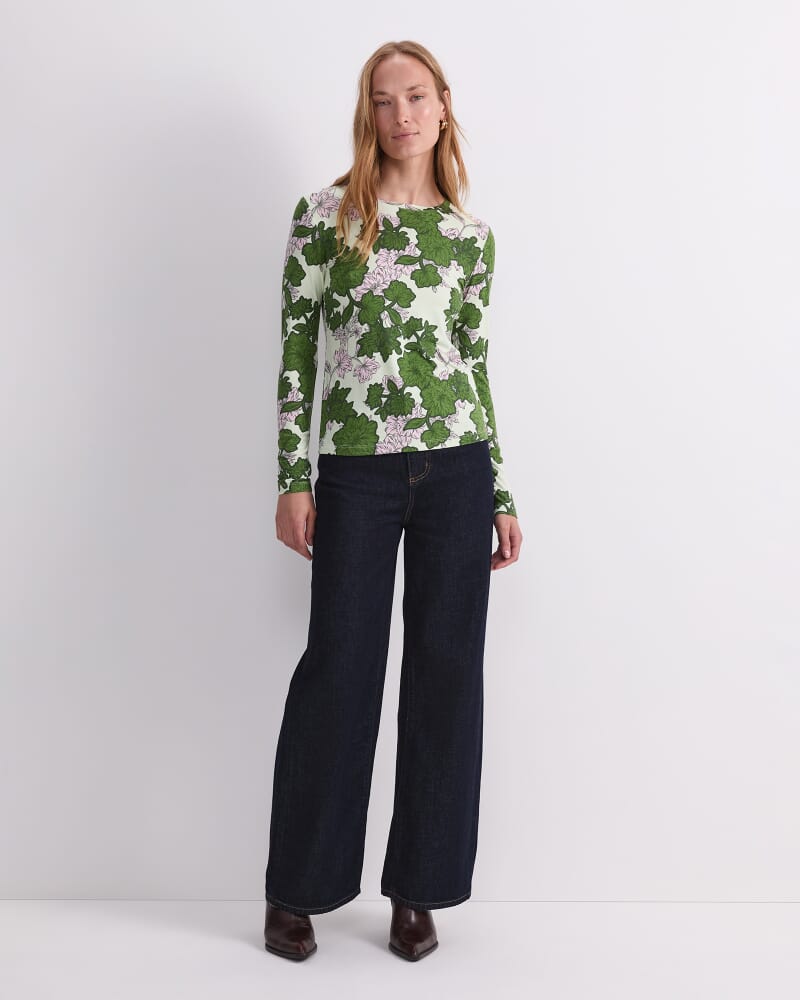 Fleur Long Sleeve Magic Tee in GREEN MULTI