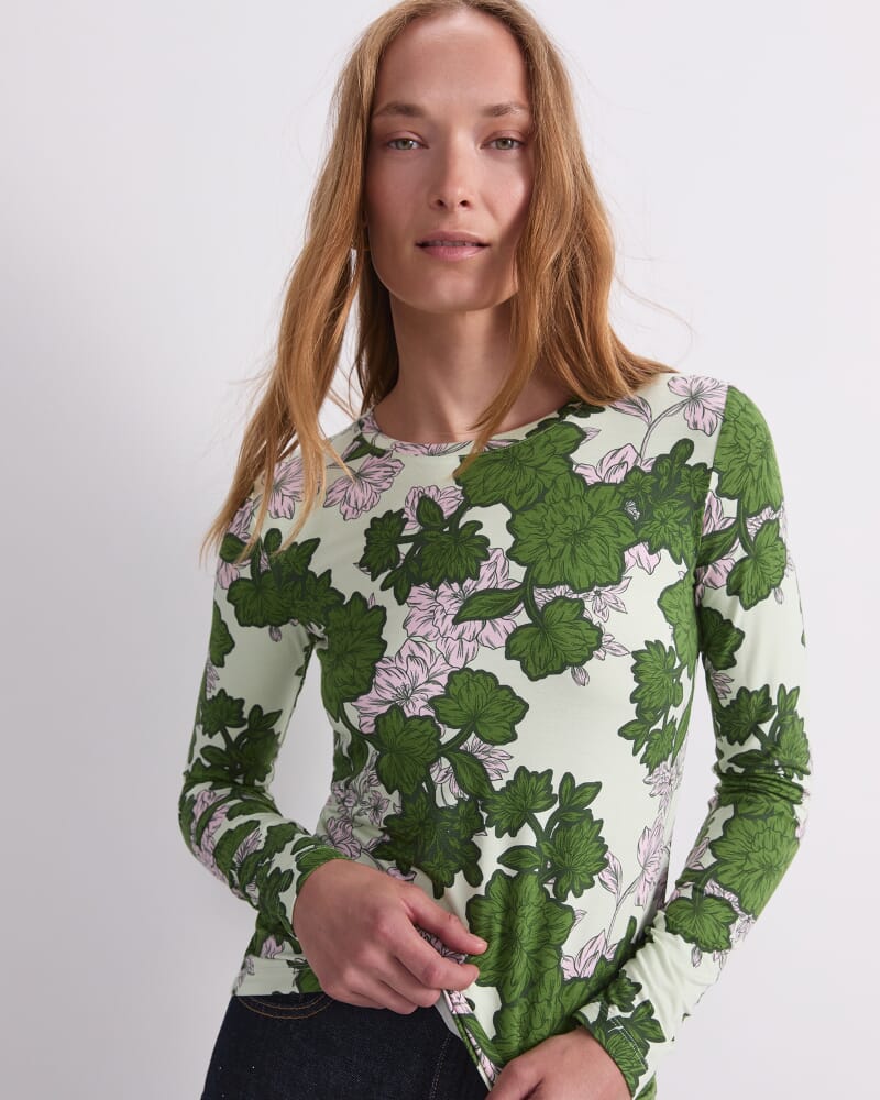 Fleur Long Sleeve Magic Tee in GREEN MULTI