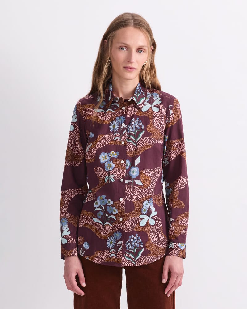 Posy Path Liberty Shirt in PLUM MULTI