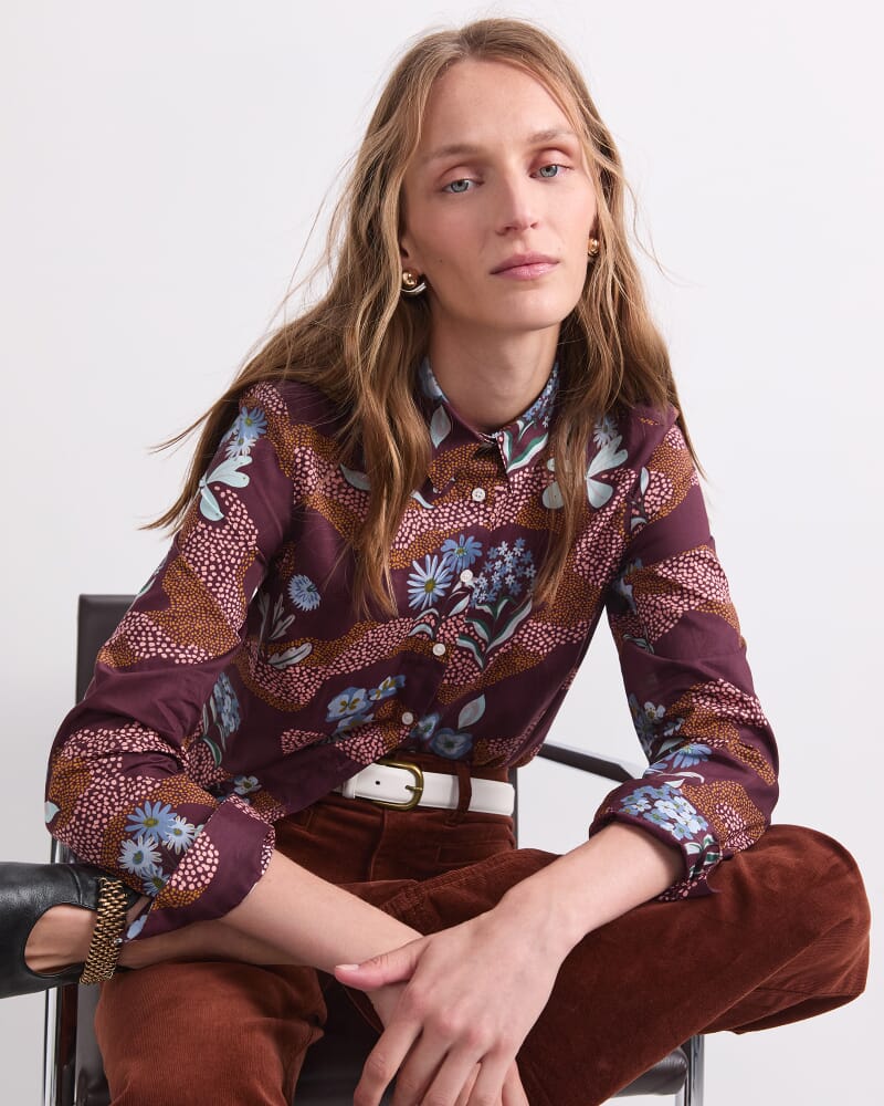 Posy Path Liberty Shirt in PLUM MULTI