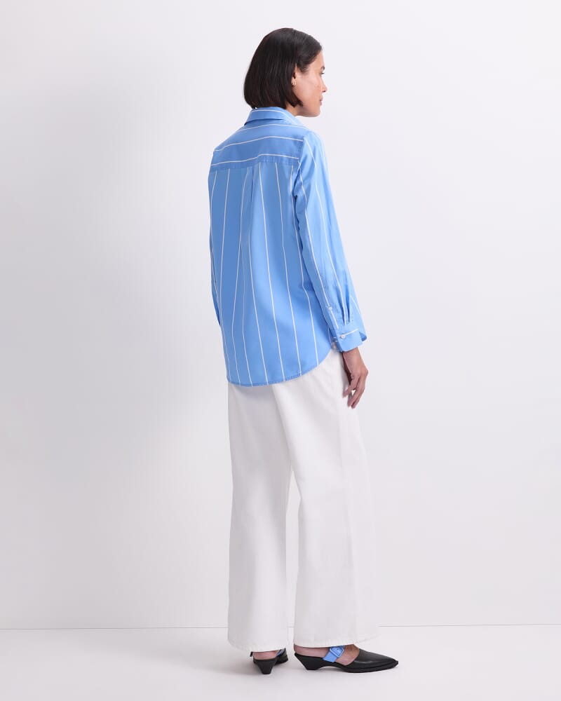 Hannah Stripe Cotton Silk Shirt in BLUE/WHITE